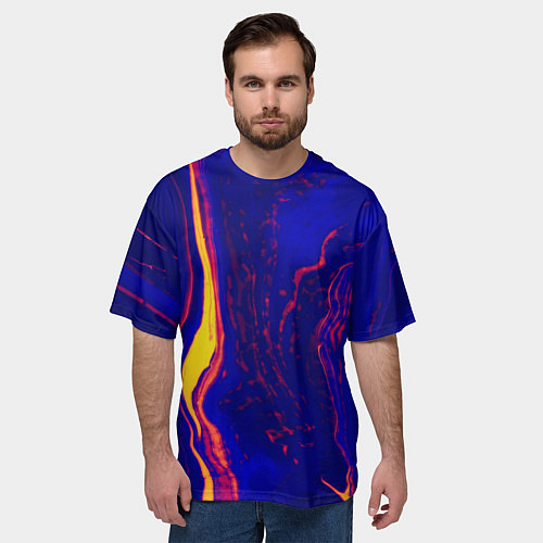Мужская футболка оверсайз Ультрафиолетовые разводы / 3D-принт – фото 3