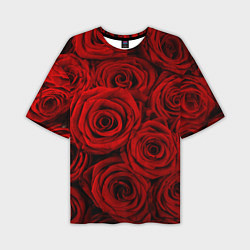 Мужская футболка оверсайз Красные розы