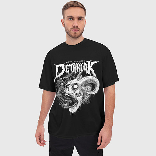 Мужская футболка оверсайз Dethklok: Goat Skull / 3D-принт – фото 3