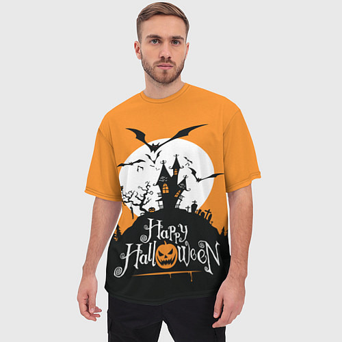 Мужская футболка оверсайз Happy Halloween / 3D-принт – фото 3