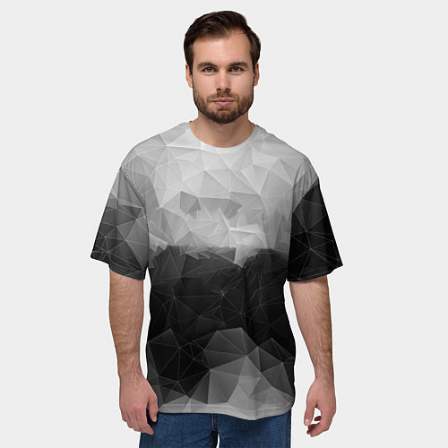 Мужская футболка оверсайз Polygon gray / 3D-принт – фото 3