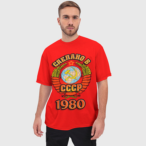 Мужская футболка оверсайз Сделано в 1980 СССР / 3D-принт – фото 3