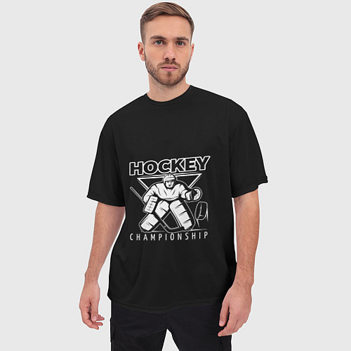 Мужская футболка оверсайз Hockey Championship / 3D-принт – фото 3