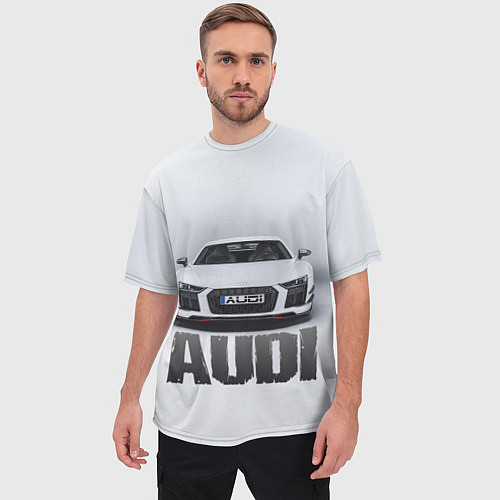 Мужская футболка оверсайз Audi серебро / 3D-принт – фото 3