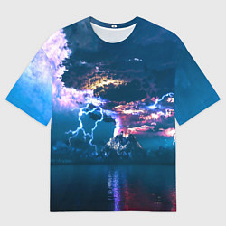 Футболка оверсайз мужская Извержение вулкана, цвет: 3D-принт