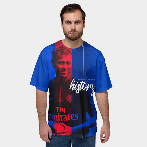 Мужская футболка оверсайз Neymar History / 3D-принт – фото 3