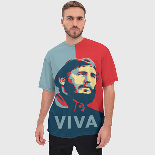Мужская футболка оверсайз Фидель Кастро / 3D-принт – фото 3