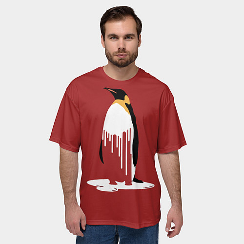 Мужская футболка оверсайз Расплавленный пингвин / 3D-принт – фото 3