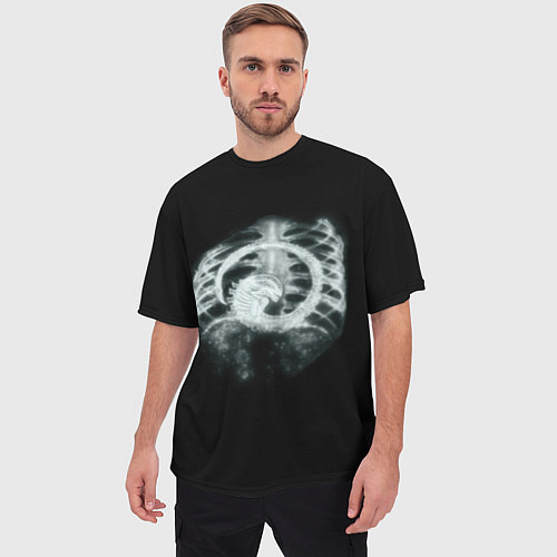Мужская футболка оверсайз Чужой в желудке / 3D-принт – фото 3