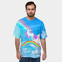 Футболка оверсайз мужская Единорог, цвет: 3D-принт — фото 2