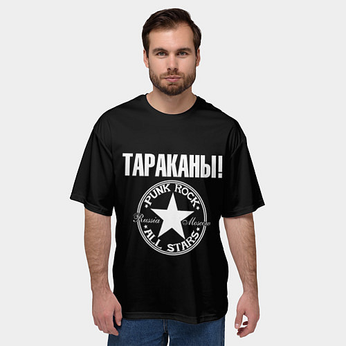 Мужская футболка оверсайз Тараканы: панк-рок / 3D-принт – фото 3