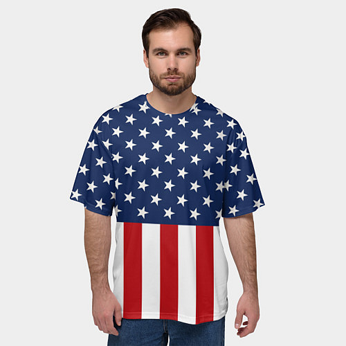 Мужская футболка оверсайз Флаг США / 3D-принт – фото 3