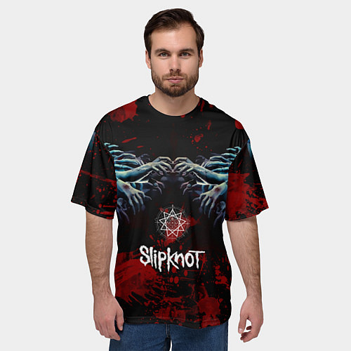 Мужская футболка оверсайз Slipknot руки зомби / 3D-принт – фото 3