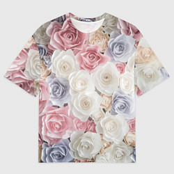 Мужская футболка оверсайз Букет из роз