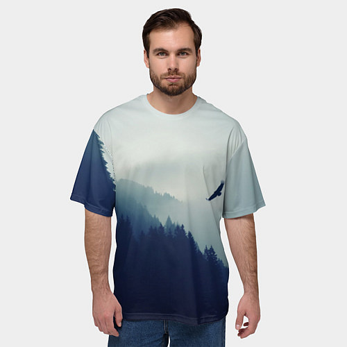 Мужская футболка оверсайз Орел над Лесом / 3D-принт – фото 3
