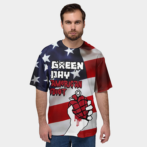 Мужская футболка оверсайз Green Day American Idiot / 3D-принт – фото 3