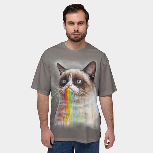 Мужская футболка оверсайз Grumpy Cat / 3D-принт – фото 3