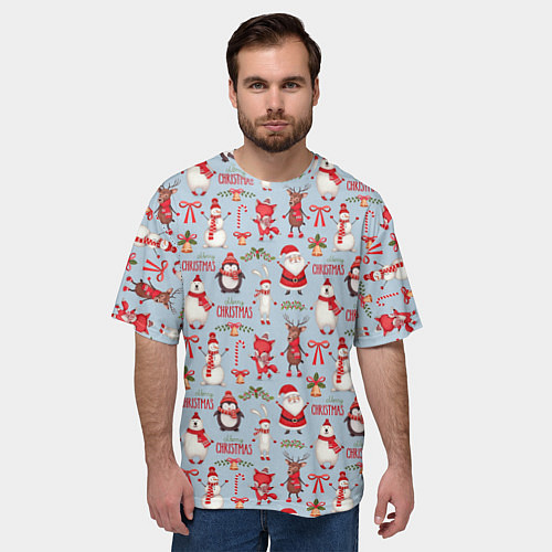 Мужская футболка оверсайз Рождественская Милота / 3D-принт – фото 3