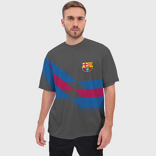 Мужская футболка оверсайз Barcelona FC: Dark style / 3D-принт – фото 3