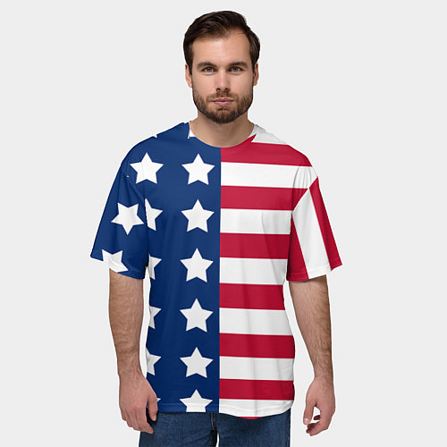 Мужская футболка оверсайз USA Flag / 3D-принт – фото 3