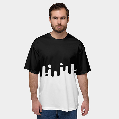 Мужская футболка оверсайз Чёрно-белый узор / 3D-принт – фото 3