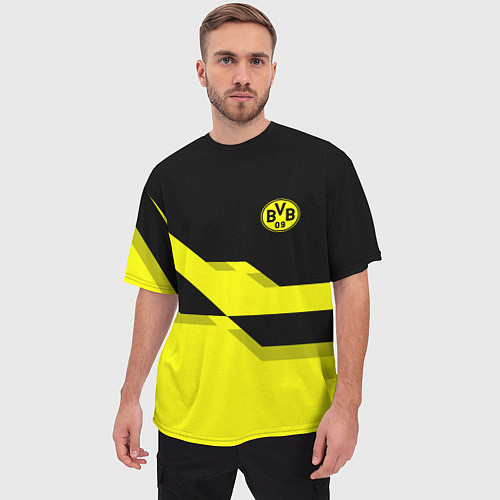 Мужская футболка оверсайз BVB FC: Yellow style / 3D-принт – фото 3