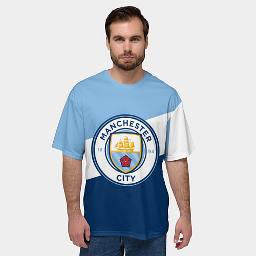 Мужская футболка оверсайз FC Manchester City: Colors / 3D-принт – фото 3