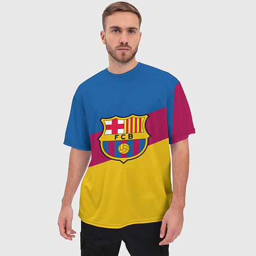 Мужская футболка оверсайз FC Barcelona 2018 Colors / 3D-принт – фото 3