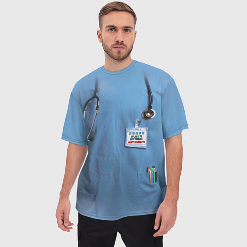 Мужская футболка оверсайз Костюм врача / 3D-принт – фото 3