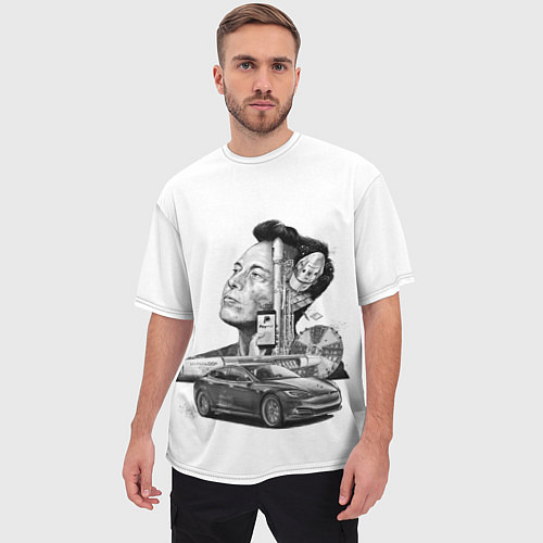 Мужская футболка оверсайз Илон Маск / 3D-принт – фото 3
