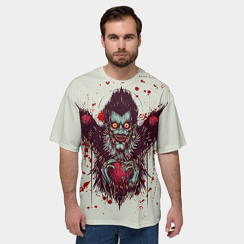 Мужская футболка оверсайз Демон с сердцем / 3D-принт – фото 3