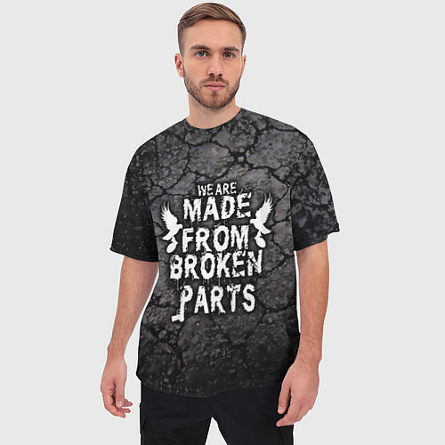 Мужская футболка оверсайз Made from broken parts / 3D-принт – фото 3