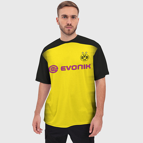 Мужская футболка оверсайз BVB FC: Rois Away 17/18 / 3D-принт – фото 3