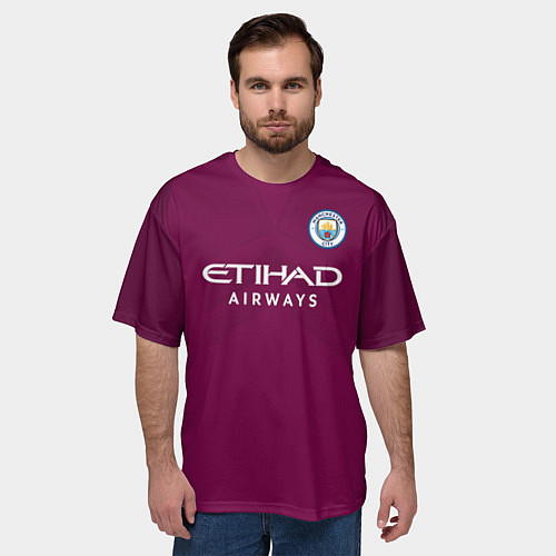 Мужская футболка оверсайз Man City FC: Away 17/18 / 3D-принт – фото 3