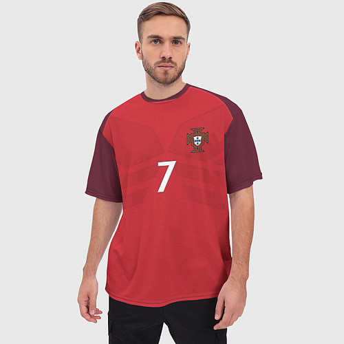 Мужская футболка оверсайз Сборная Португалии: Роналду ЧМ-2018 / 3D-принт – фото 3