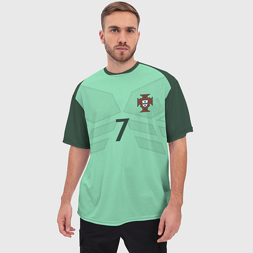 Мужская футболка оверсайз Сборная Португалии: Роналду ЧМ-2018 / 3D-принт – фото 3