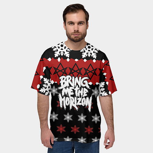 Мужская футболка оверсайз Праздничный Bring Me the Horizon / 3D-принт – фото 3