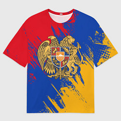 Футболка оверсайз мужская Герб и флаг Армении, цвет: 3D-принт