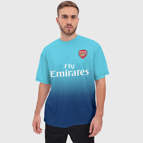 Мужская футболка оверсайз Arsenal FC: Blue Away 17/18 / 3D-принт – фото 3