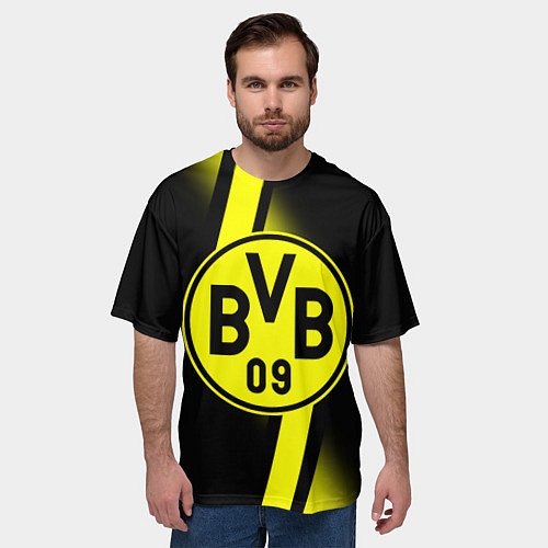 Мужская футболка оверсайз FC Borussia Dortmund: Storm / 3D-принт – фото 3
