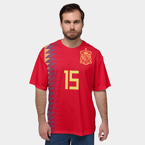 Мужская футболка оверсайз Сборная Испании: Рамос ЧМ 2018 / 3D-принт – фото 3