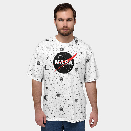 Мужская футболка оверсайз NASA: Moonlight / 3D-принт – фото 3