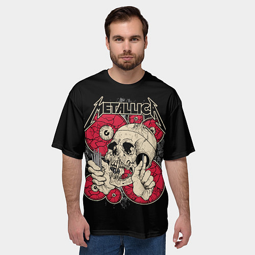 Мужская футболка оверсайз Metallica Skull / 3D-принт – фото 3