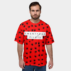 Футболка оверсайз мужская 21 Pilots: Red Style, цвет: 3D-принт — фото 2