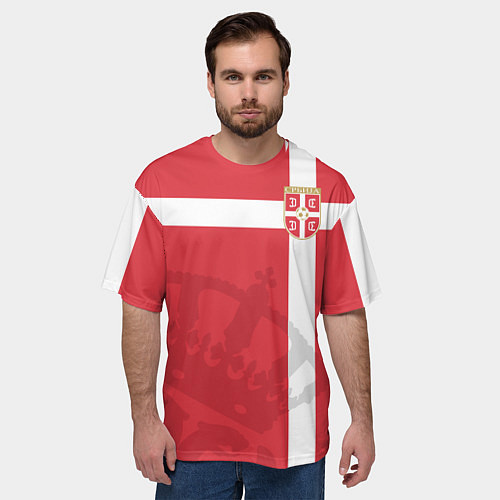 Мужская футболка оверсайз Сборная Сербии / 3D-принт – фото 3