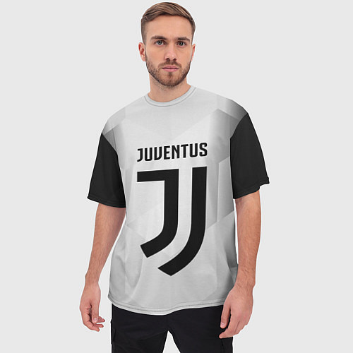 Мужская футболка оверсайз FC Juventus: Silver Original / 3D-принт – фото 3