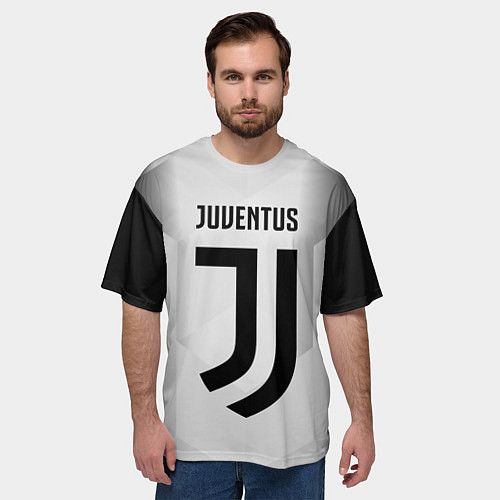 Мужская футболка оверсайз FC Juventus: Silver Original / 3D-принт – фото 3