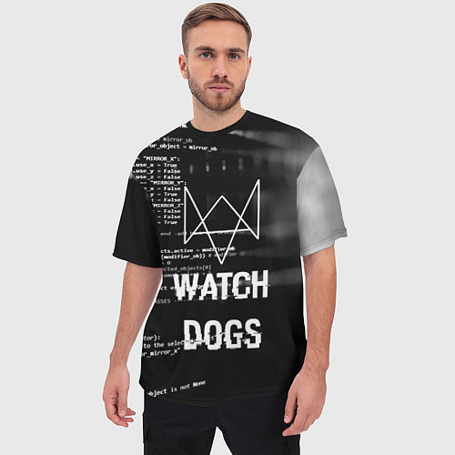 Мужская футболка оверсайз Watch Dogs: Hacker / 3D-принт – фото 3