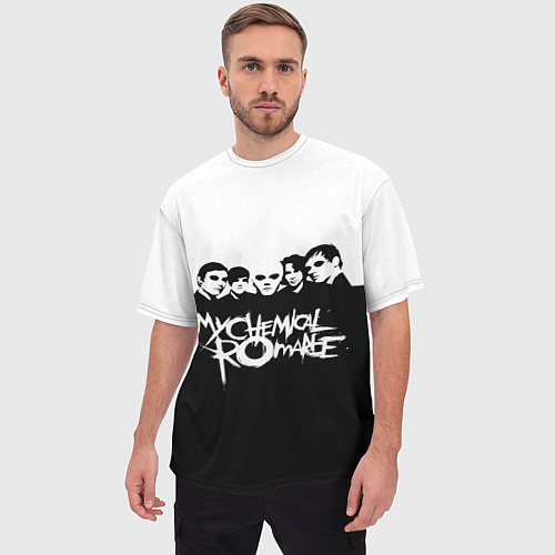 Мужская футболка оверсайз My Chemical Romance B&W / 3D-принт – фото 3