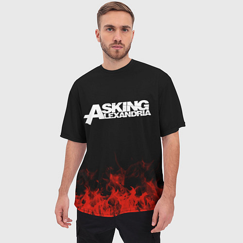 Мужская футболка оверсайз Asking Alexandria: Flame / 3D-принт – фото 3